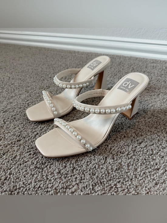 Dolce Vita Shoes - Dolce Vita Pearl-Embellished Cream Block Heel Mule